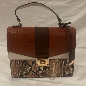 Aldo Brown and Tan Satchel with Gold Accent